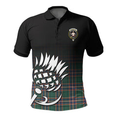 MacFarlane Hunting Ancient Tartan Crest Polo Shirt - Thistle Black Style