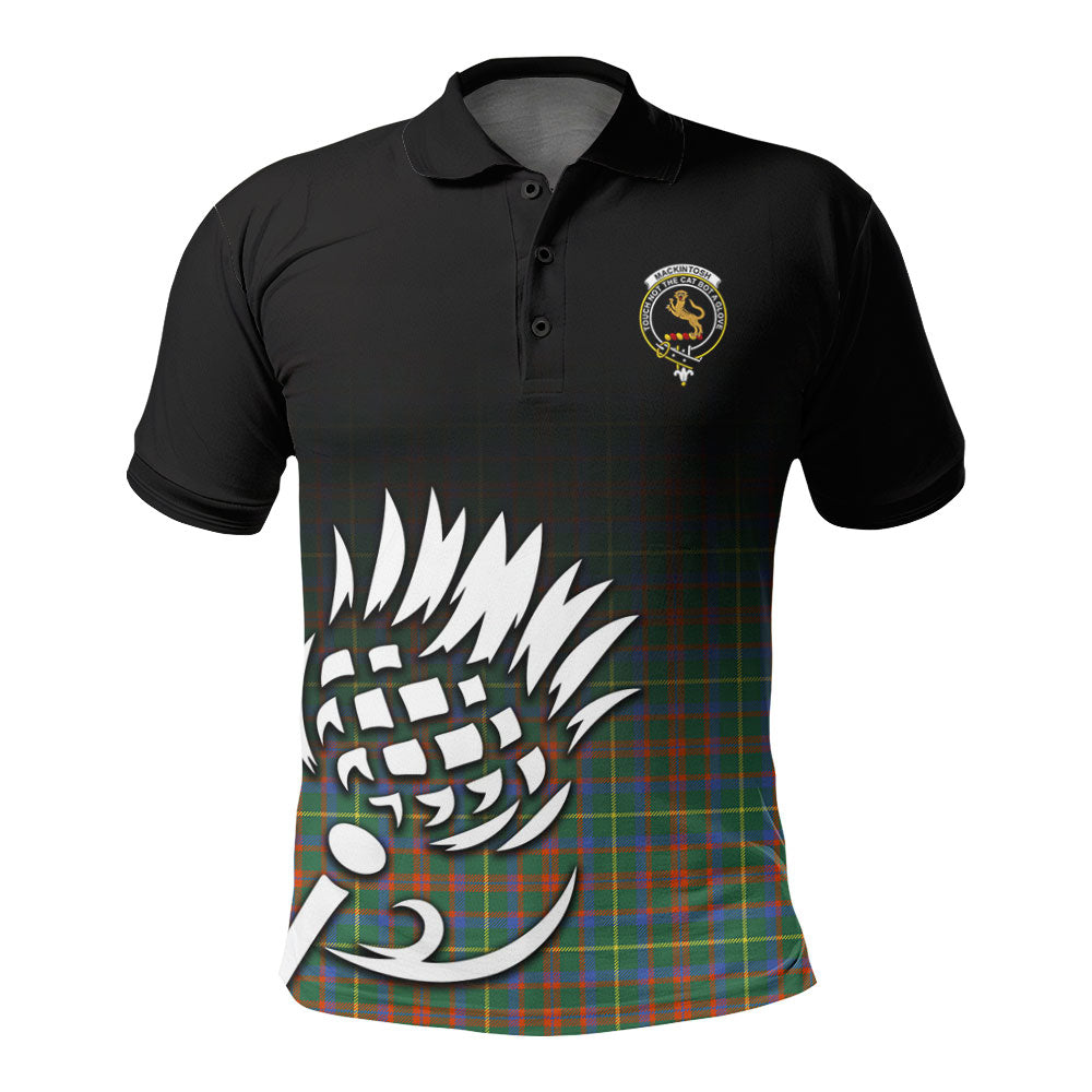 MacKintosh Hunting Ancient Tartan Crest Polo Shirt - Thistle Black Style