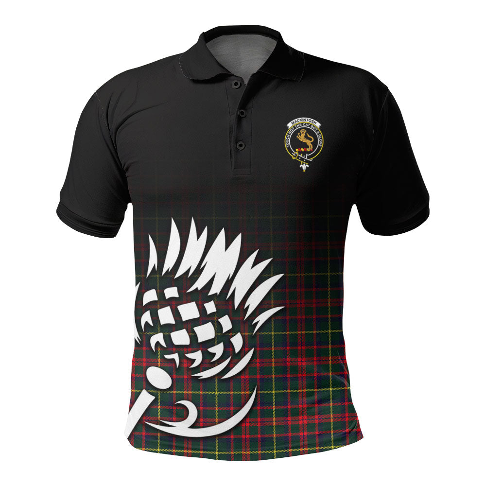 MacKintosh Hunting Modern Tartan Crest Polo Shirt - Thistle Black Style