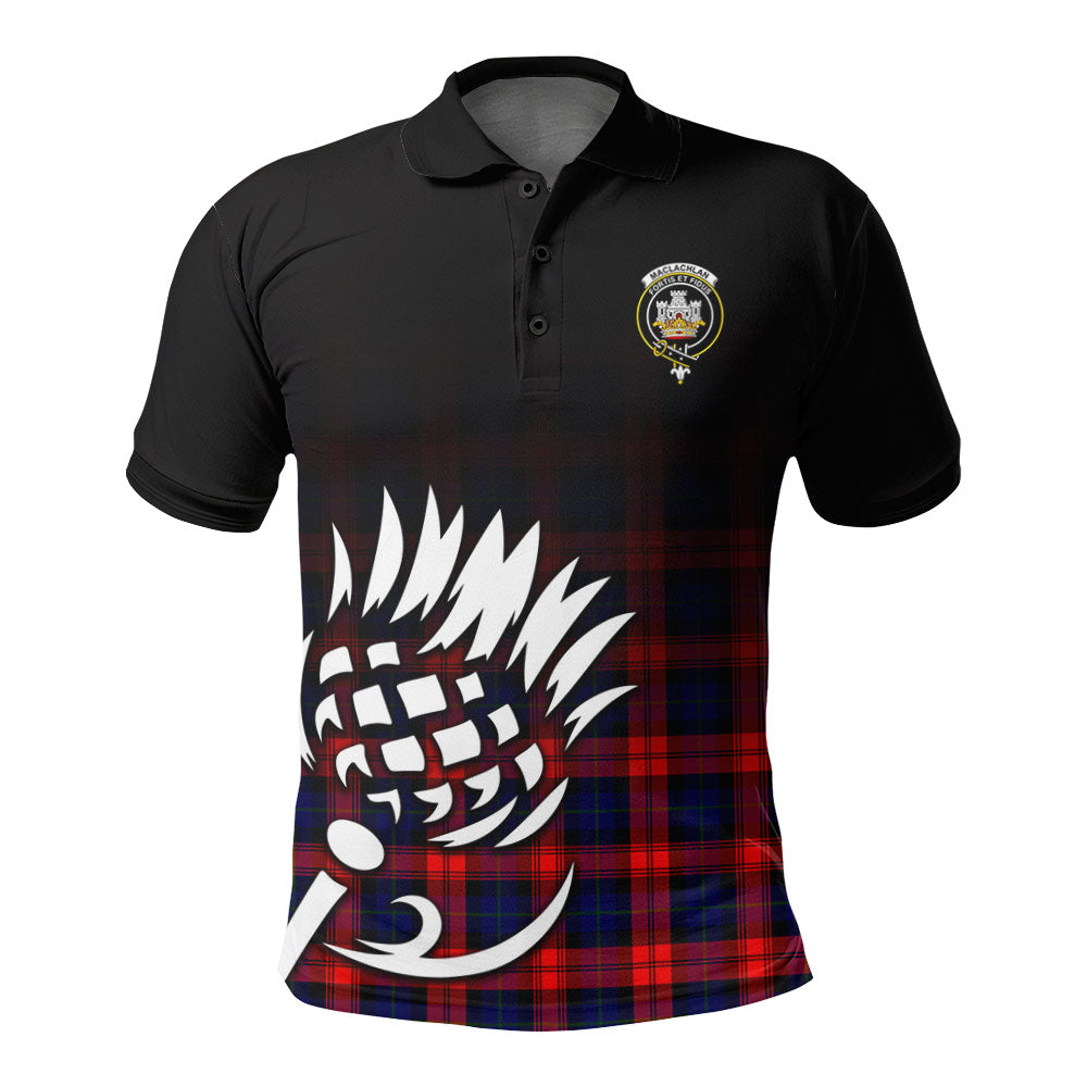 MacLachlan Modern Tartan Crest Polo Shirt - Thistle Black Style