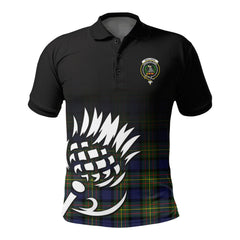 MacLaren Modern Tartan Crest Polo Shirt - Thistle Black Style