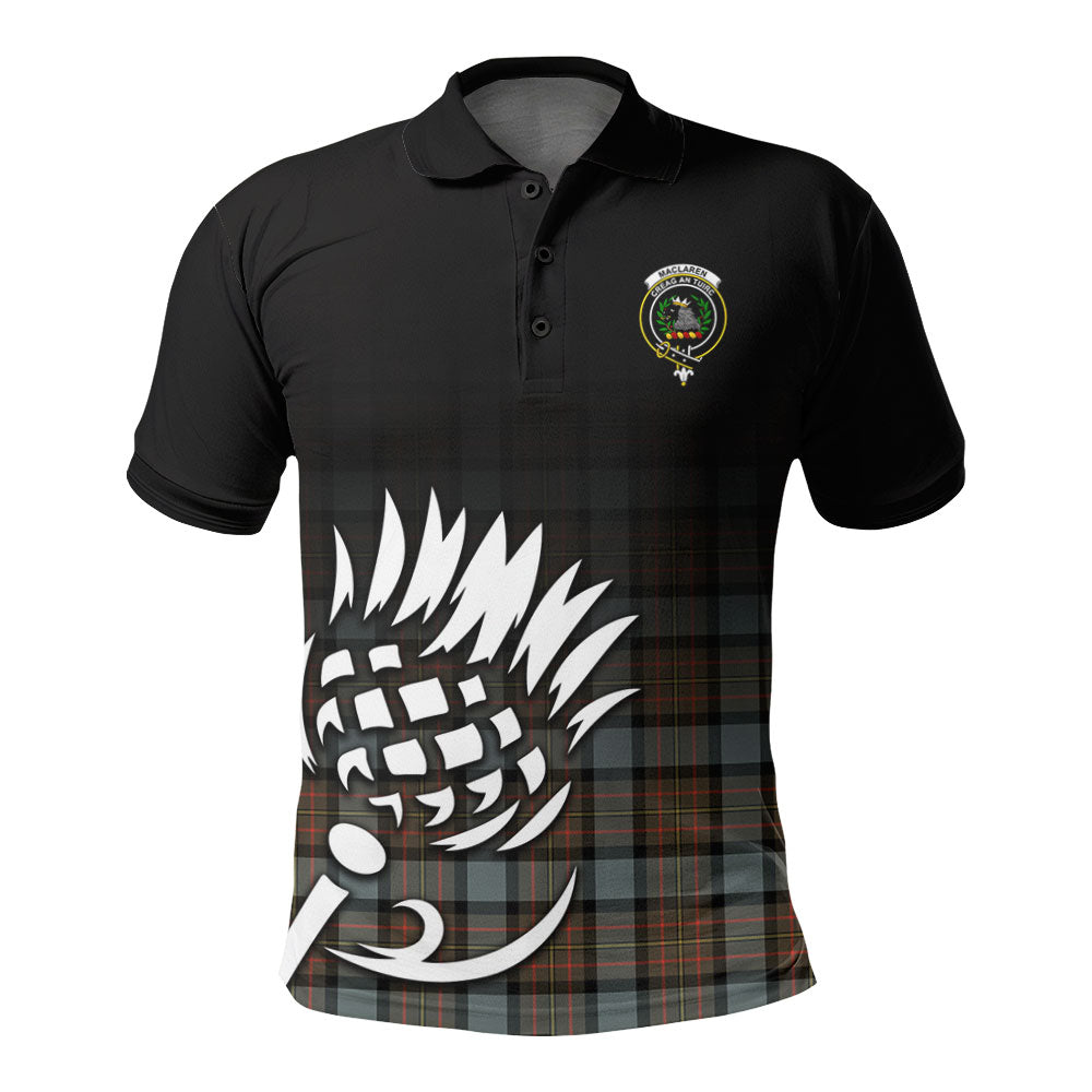 MacLaren Weathered Tartan Crest Polo Shirt - Thistle Black Style