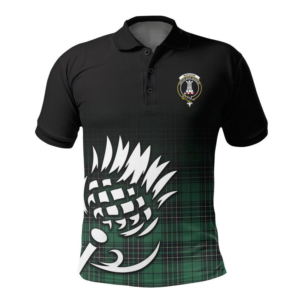 MacLean Hunting Ancient Tartan Crest Polo Shirt - Thistle Black Style