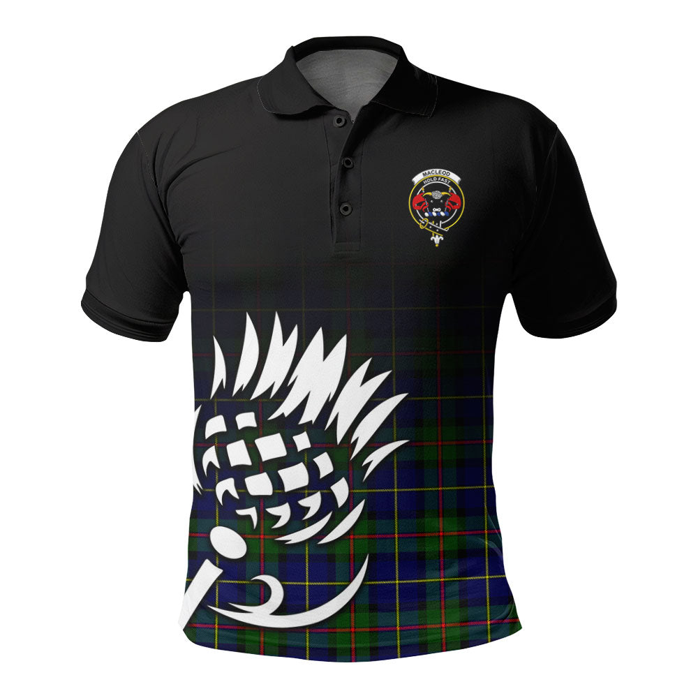 MacLeod of Harris Modern Tartan Crest Polo Shirt - Thistle Black Style