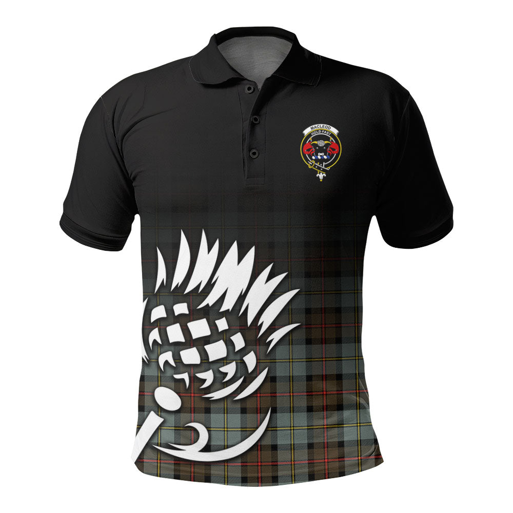 MacLeod of Harris Weathered Tartan Crest Polo Shirt - Thistle Black Style