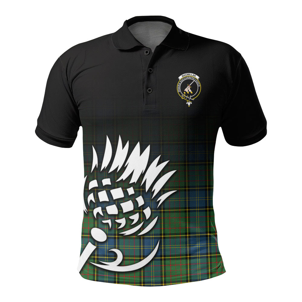 MacMillan Hunting Ancient Tartan Crest Polo Shirt - Thistle Black Style