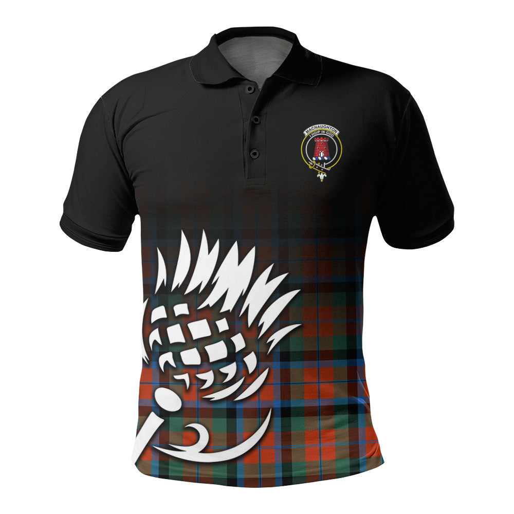 MacNaughton Ancient Tartan Crest Polo Shirt - Thistle Black Style