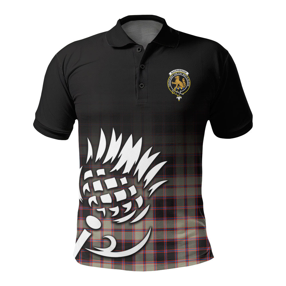 MacPherson Hunting Ancient Tartan Crest Polo Shirt - Thistle Black Style