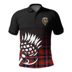 MacPherson Modern Tartan Crest Polo Shirt - Thistle Black Style