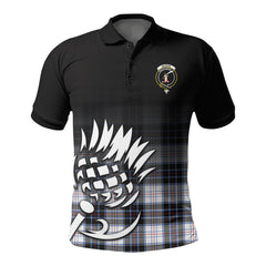 MacRae Dress Modern Tartan Crest Polo Shirt - Thistle Black Style
