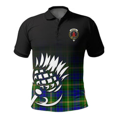 Maitland Tartan Crest Polo Shirt - Thistle Black Style