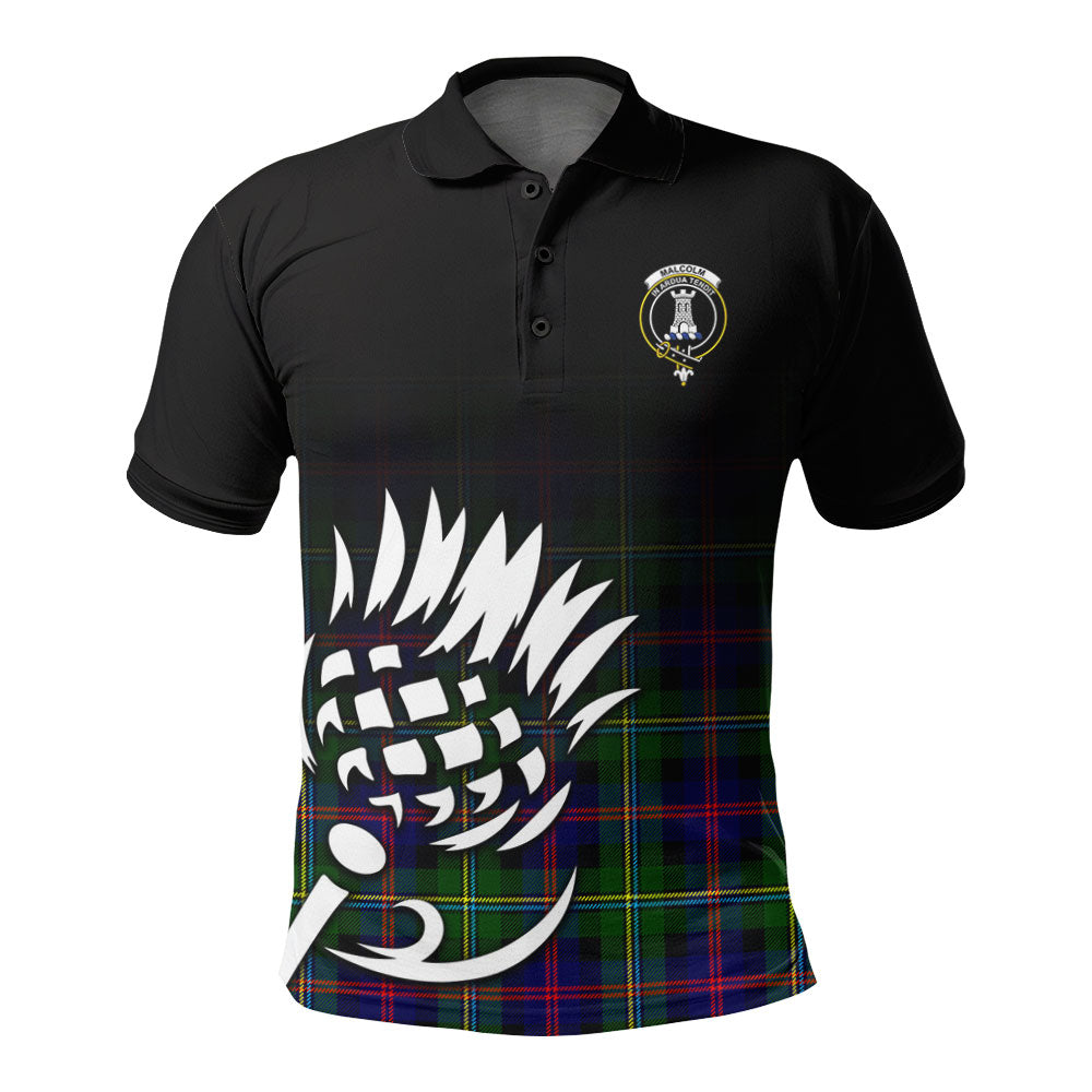 Malcolm (or MacCallum) Tartan Crest Polo Shirt - Thistle Black Style