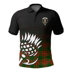 Menzies Green Modern Tartan Crest Polo Shirt - Thistle Black Style