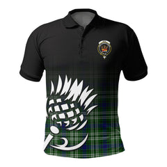 Mow Tartan Crest Polo Shirt - Thistle Black Style