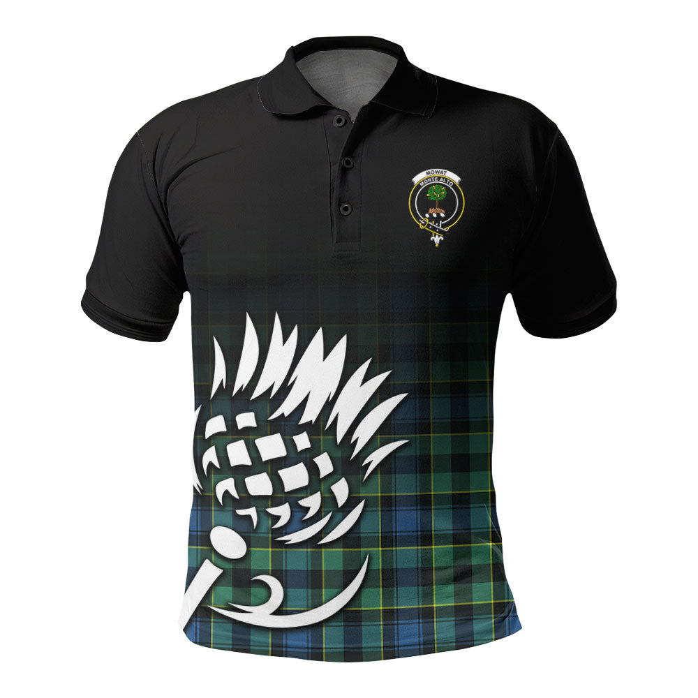 Mowat Ancient Tartan Crest Polo Shirt - Thistle Black Style