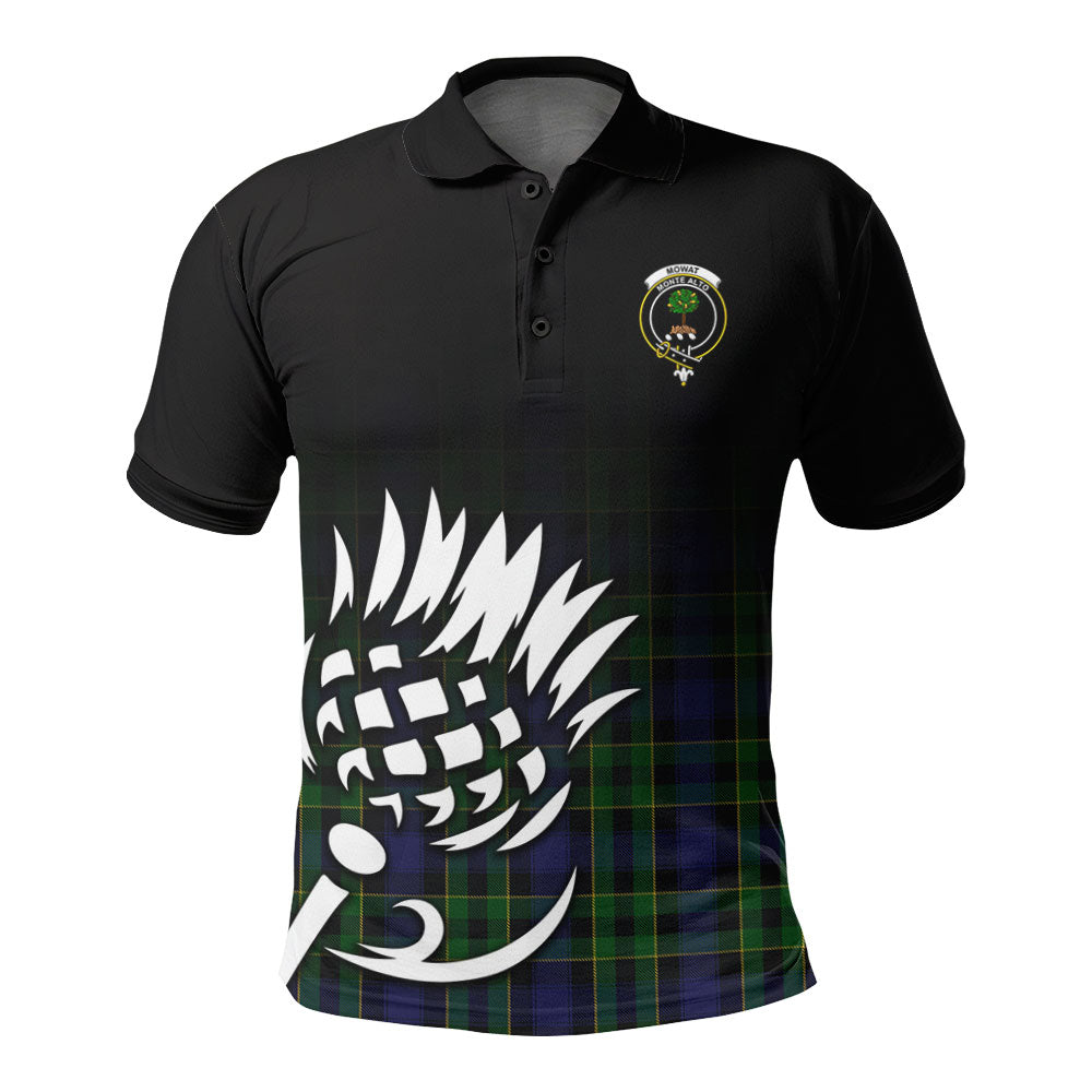 Mowat Modern Tartan Crest Polo Shirt - Thistle Black Style