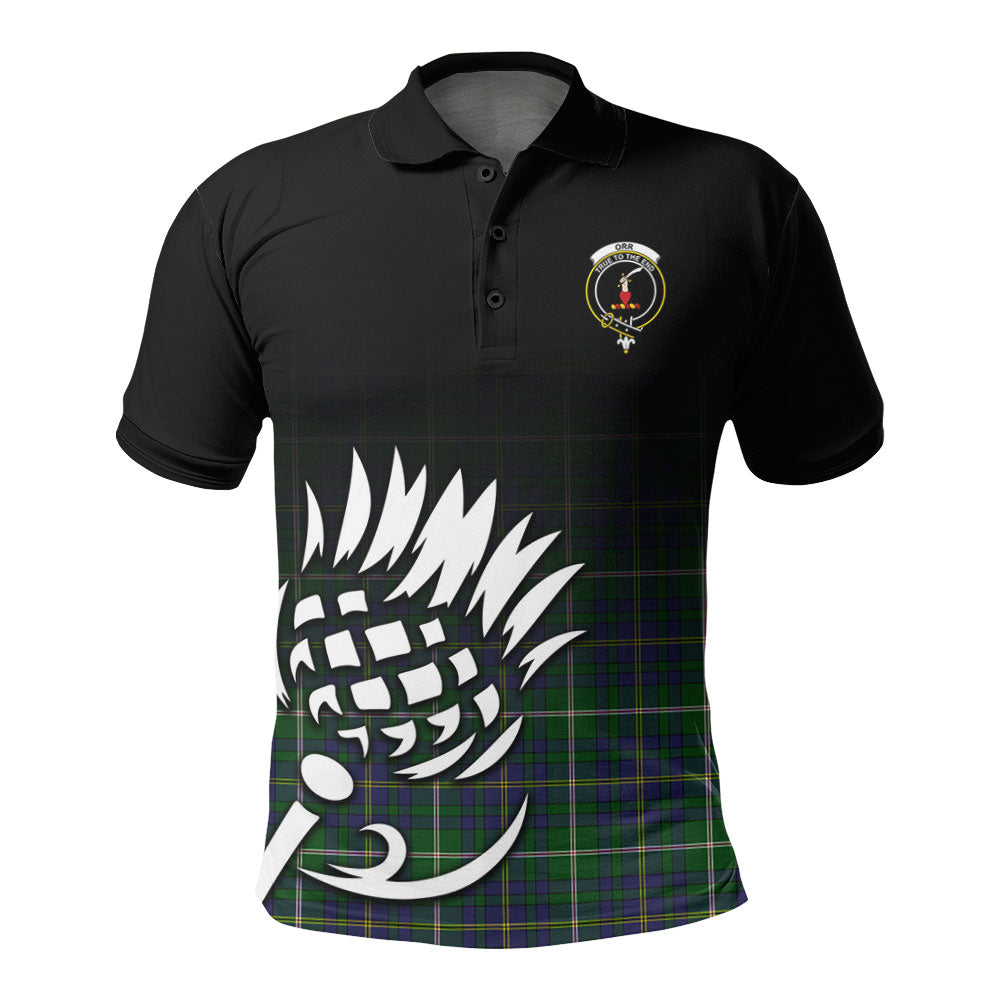 Orr Tartan Crest Polo Shirt - Thistle Black Style