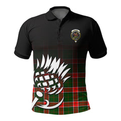 Pollock Tartan Crest Polo Shirt - Thistle Black Style