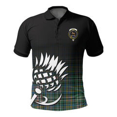 Scott Green Ancient Tartan Crest Polo Shirt - Thistle Black Style