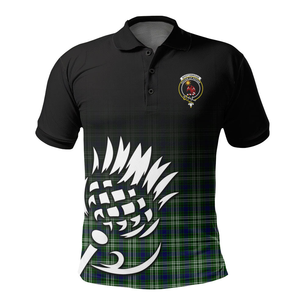 Spottiswood Tartan Crest Polo Shirt - Thistle Black Style