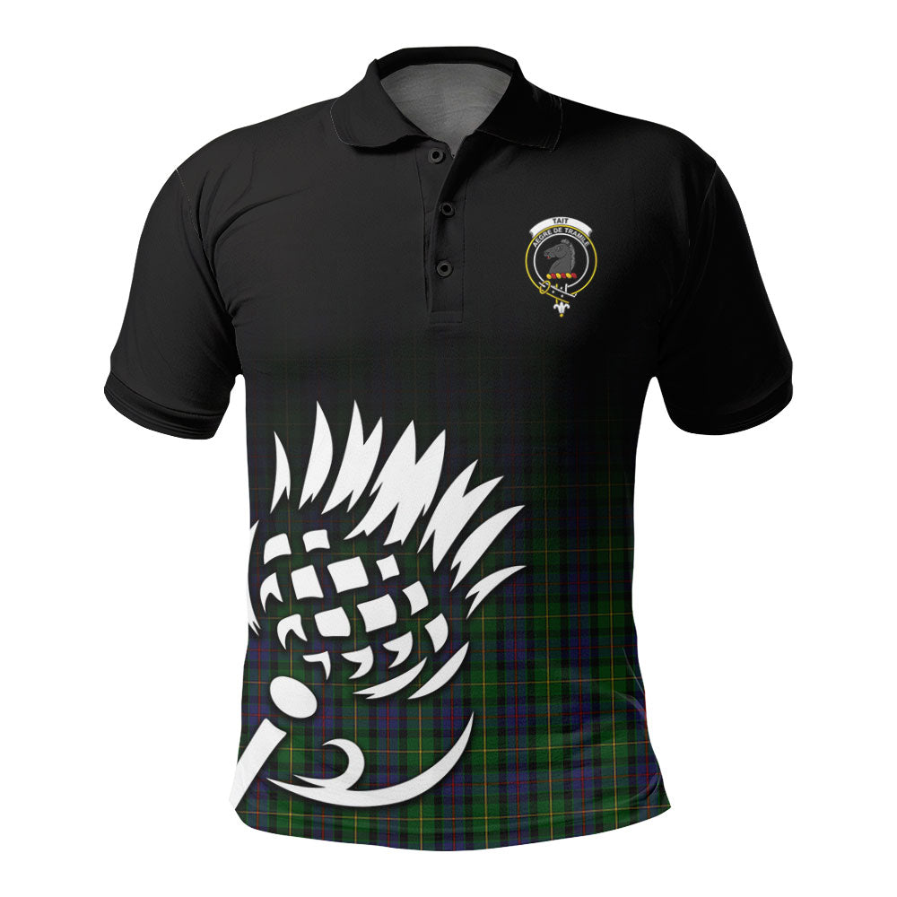 Tait Tartan Crest Polo Shirt - Thistle Black Style