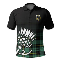 Wallace Hunting Ancient Tartan Crest Polo Shirt - Thistle Black Style