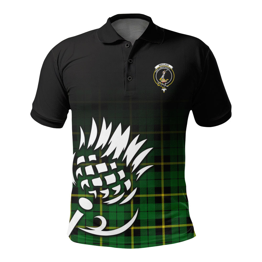 Wallace Hunting Modern Tartan Crest Polo Shirt - Thistle Black Style