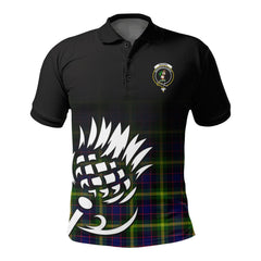 Watson Modern Tartan Crest Polo Shirt - Thistle Black Style