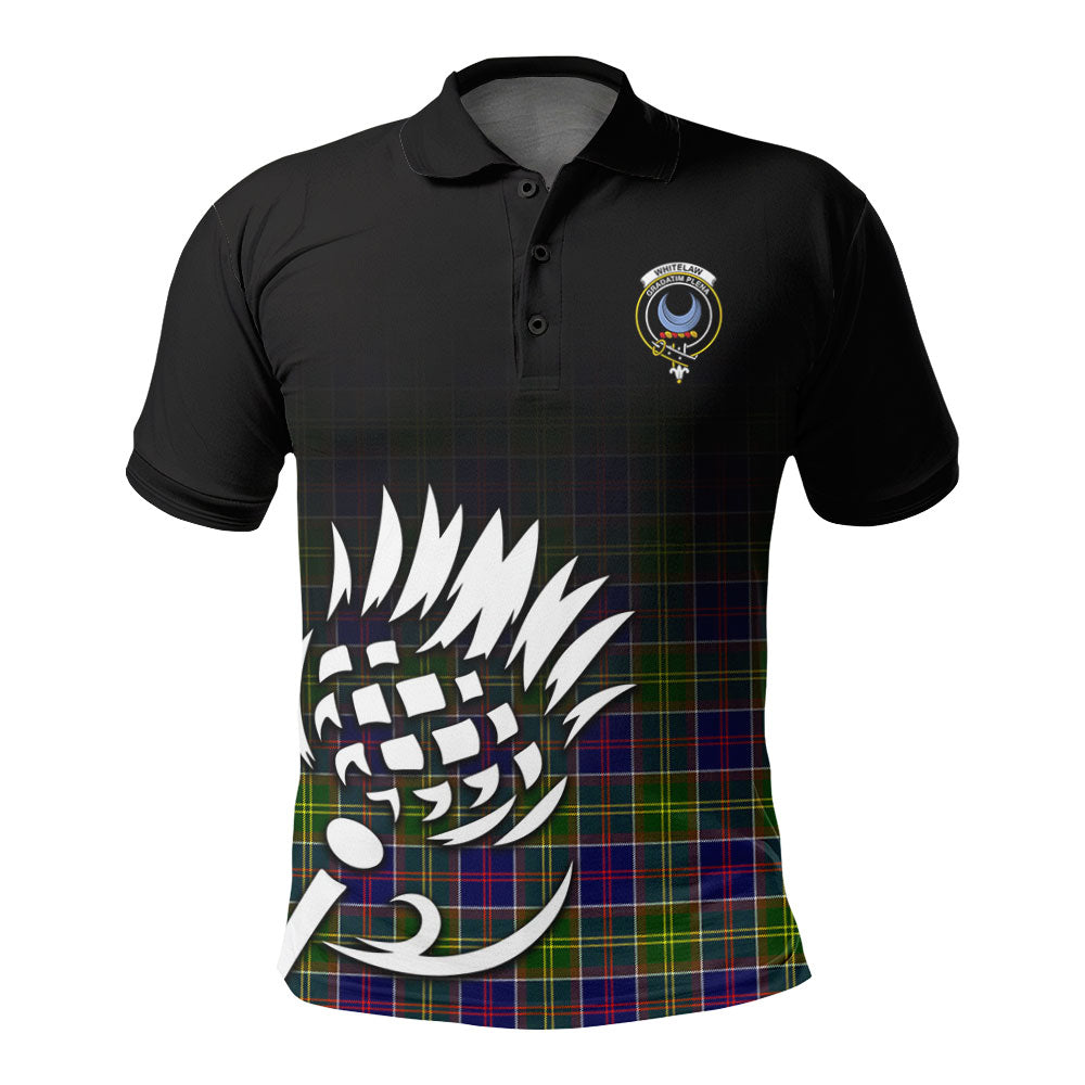 Whitelaw Tartan Crest Polo Shirt - Thistle Black Style