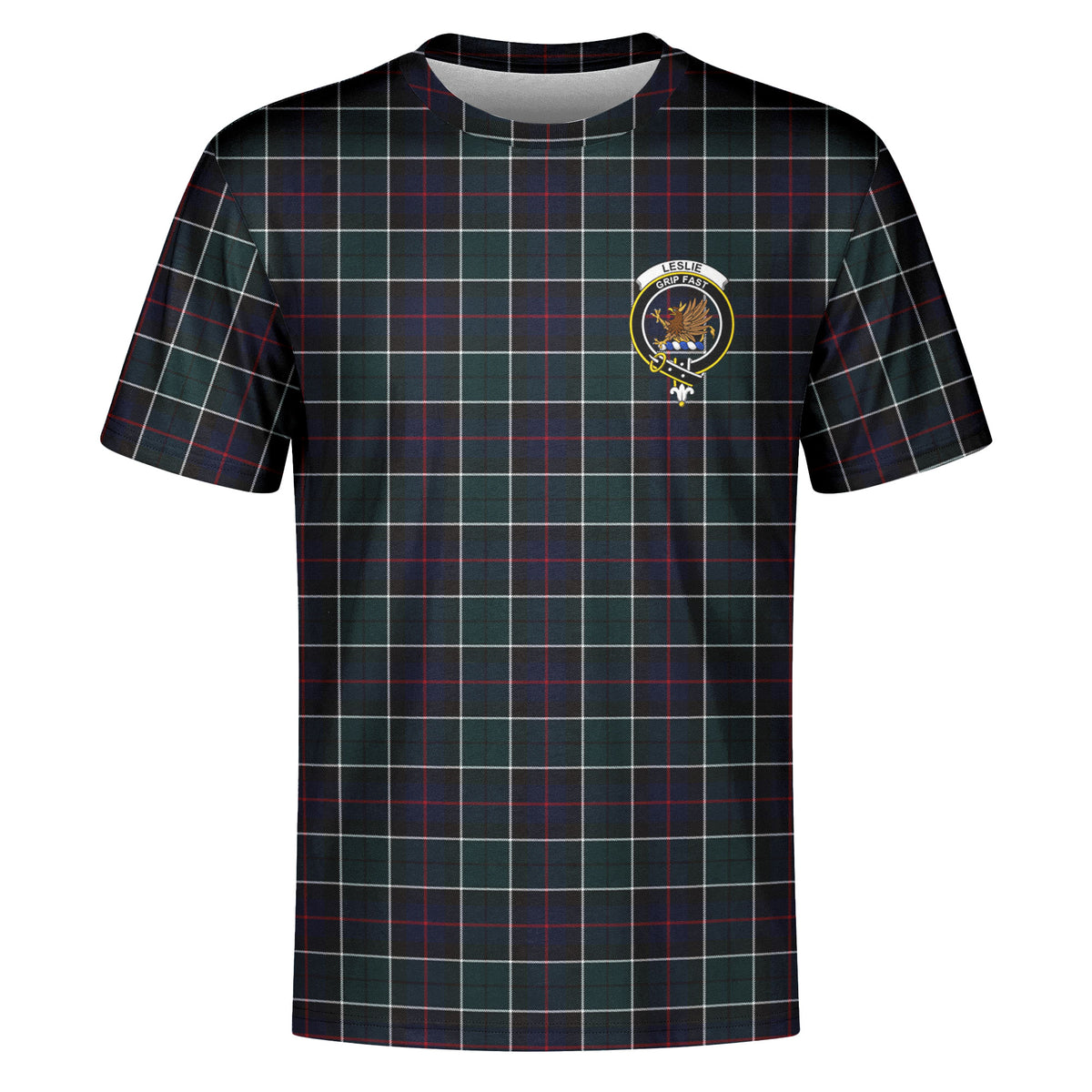 Leslie Hunting Modern Tartan Crest T-shirt