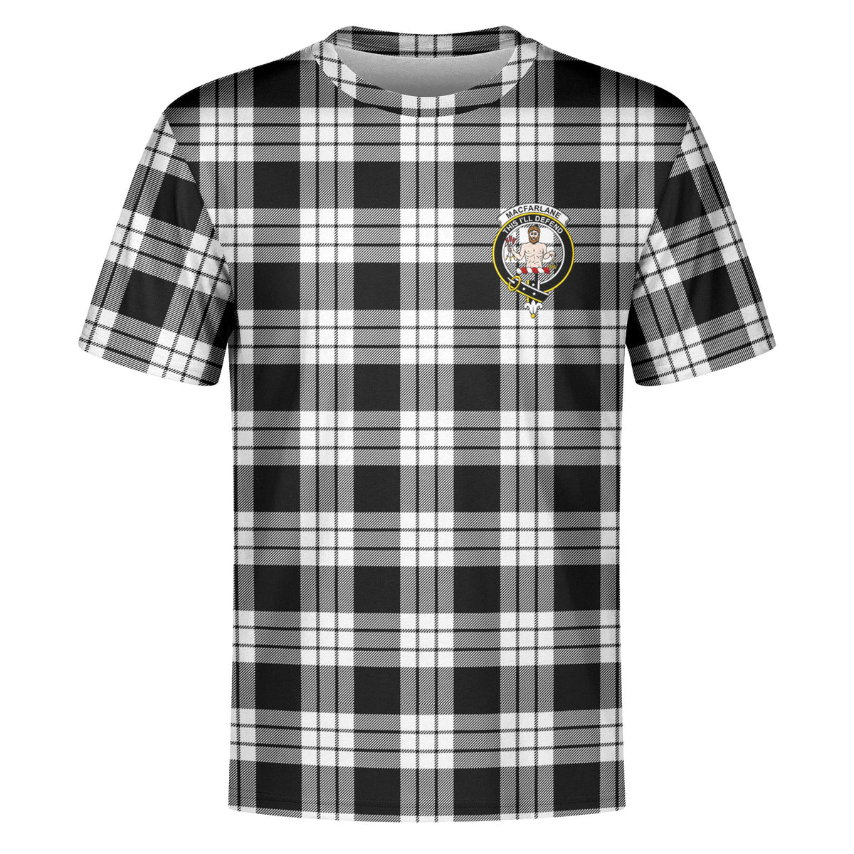 MacFarlane Black _ White Tartan Crest T-shirt