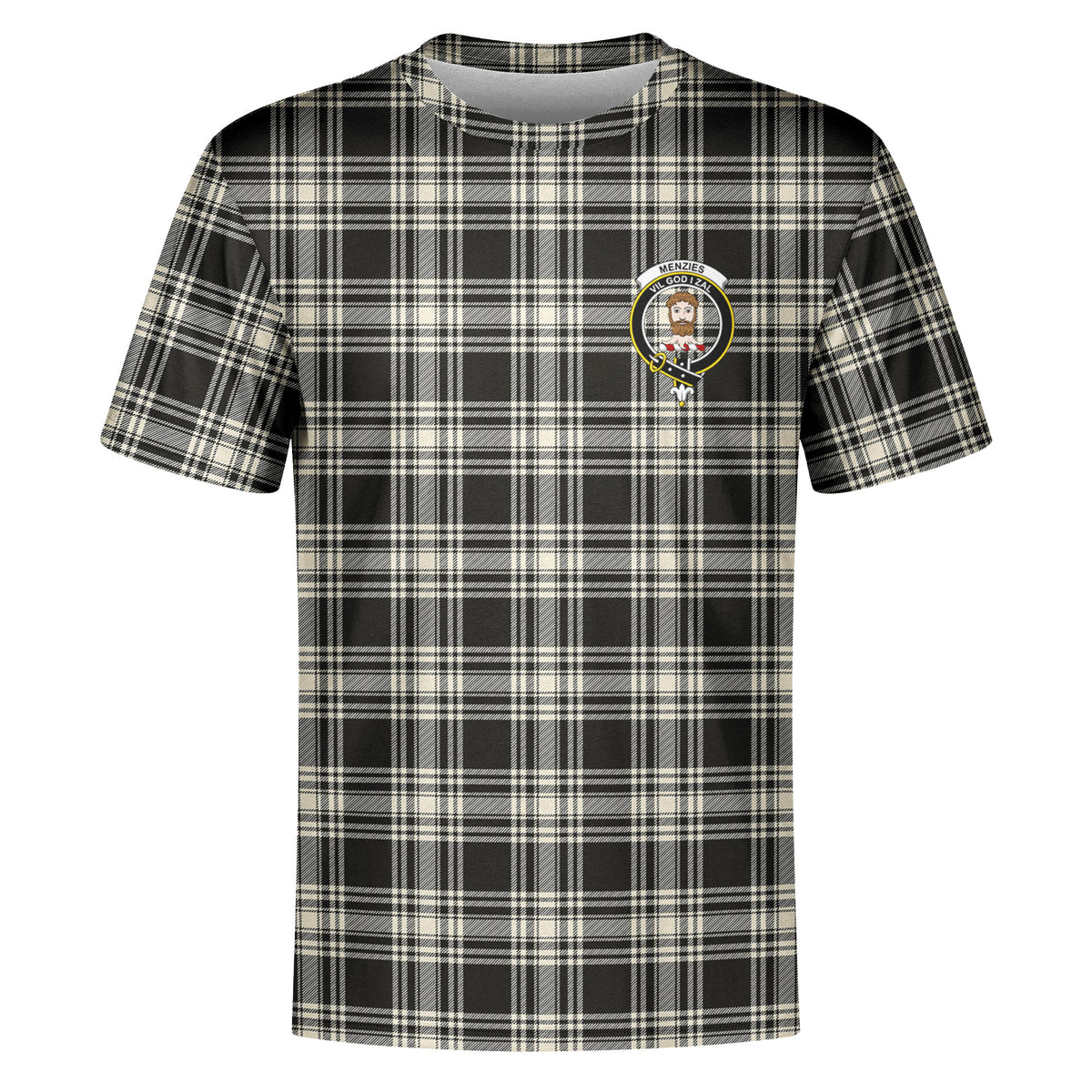 Menzies Black - White Ancient Tartan Crest T-shirt