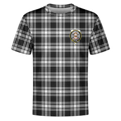 Menzies Black - White Modern Tartan Crest T-shirt