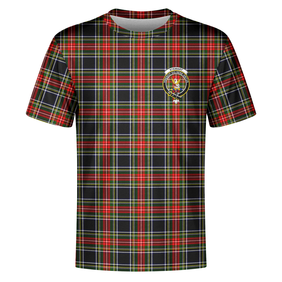 Stewart Black Tartan Crest T-shirt