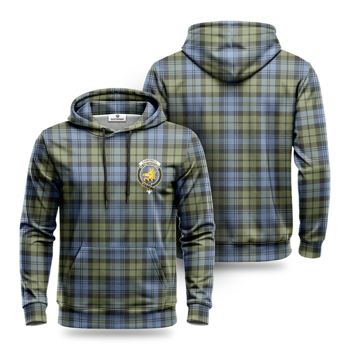 Campbell Faded Tartan Crest Hoodie