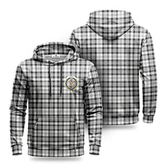 Scott Black & White Modern Tartan Crest Hoodie