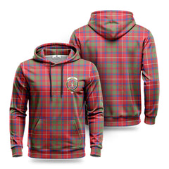 Shaw Red Modern Tartan Crest Hoodie