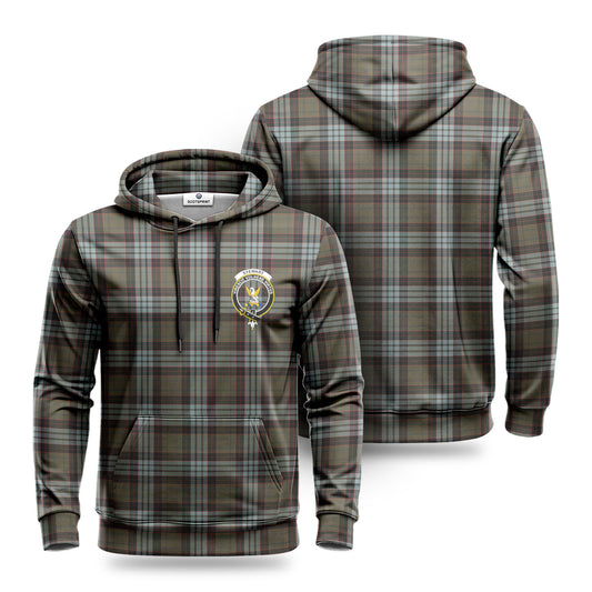 Stewart Old Weathered Tartan Crest Hoodie 1500