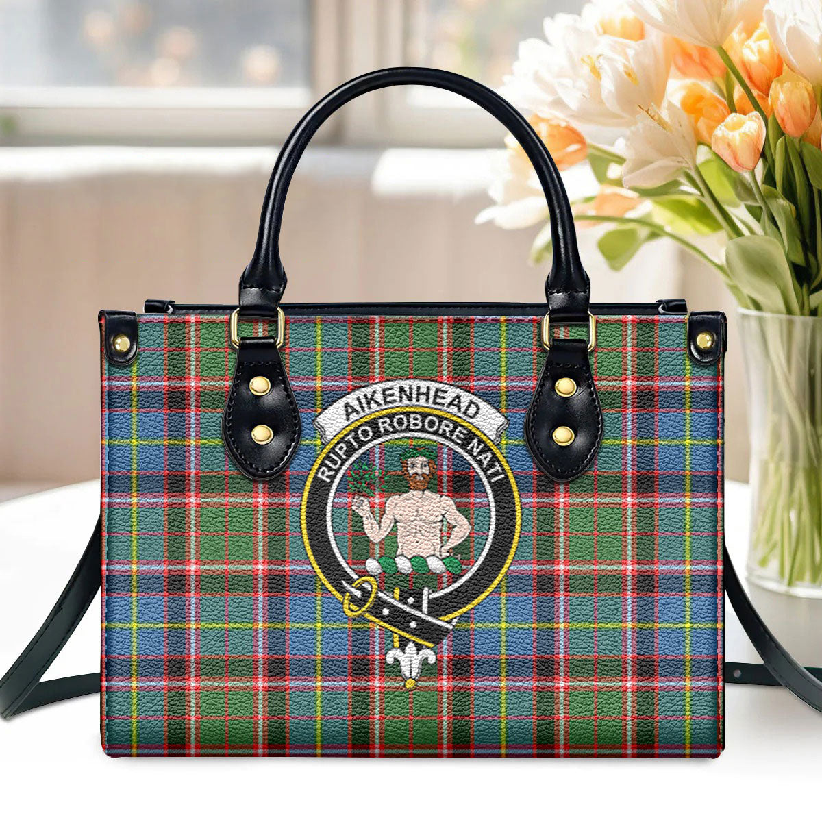 Aikenhead Tartan Crest Leather Handbag