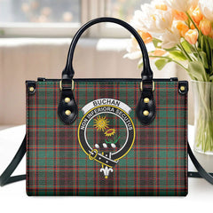 Buchan Ancient Tartan Crest Leather Handbag