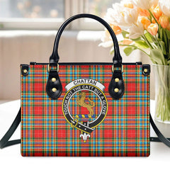 Chattan Tartan Crest Leather Handbag