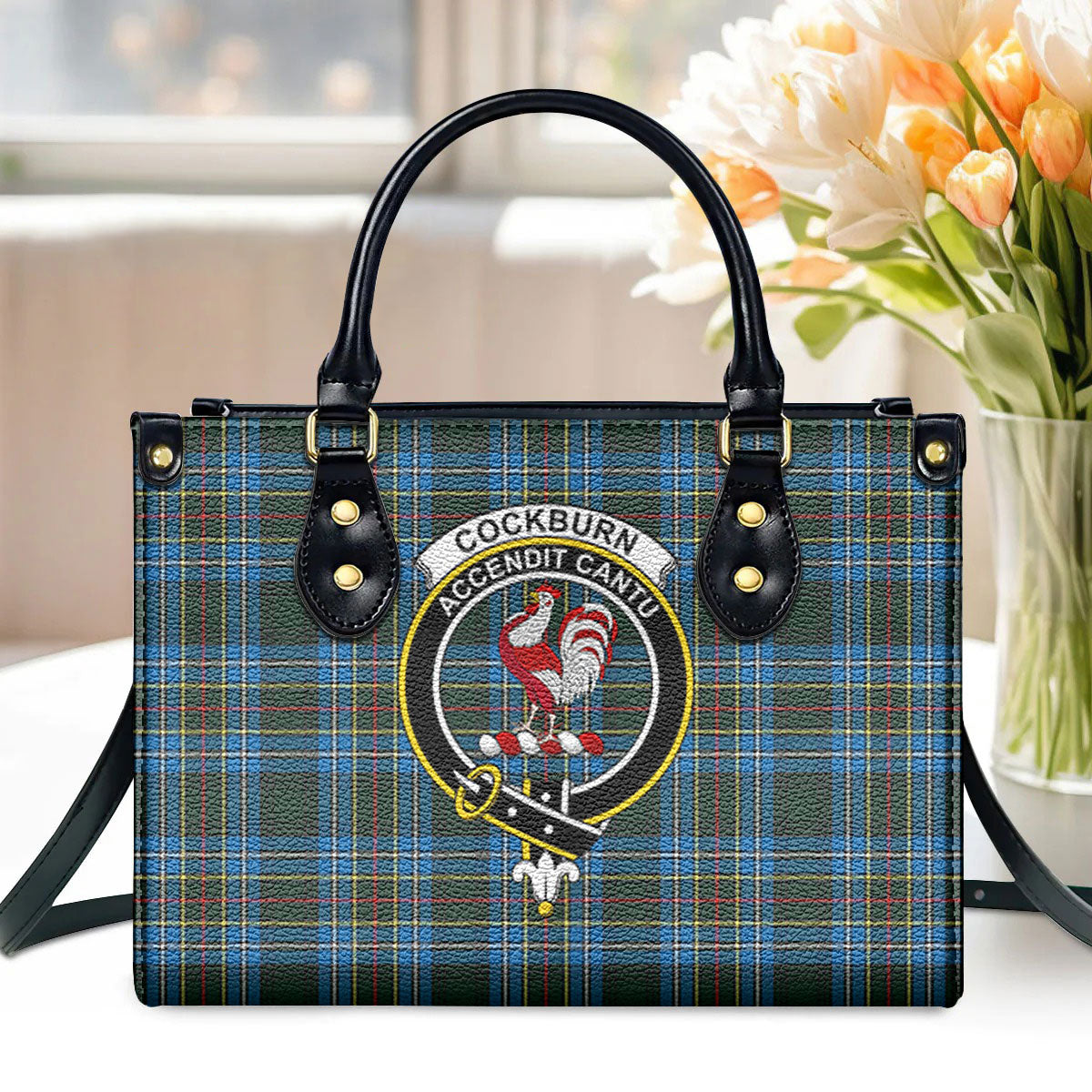 Cockburn Modern Tartan Crest Leather Handbag