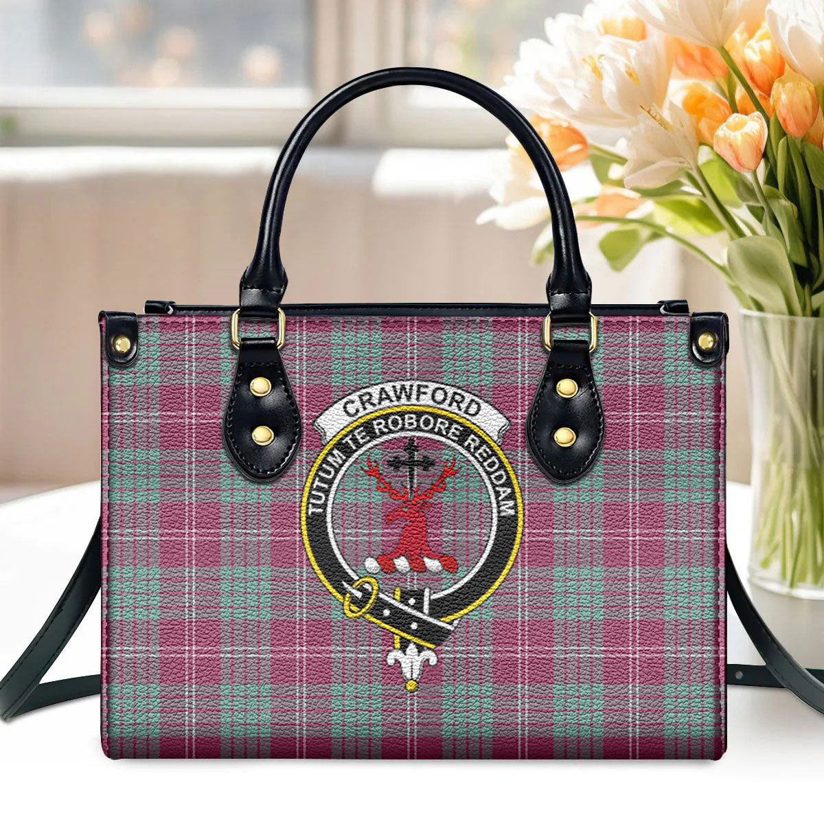 Crawford Ancient Tartan Crest Leather Handbag