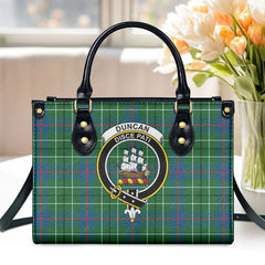 Duncan Ancient Tartan Crest Leather Handbag