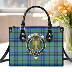 Falconer Tartan Crest Leather Handbag