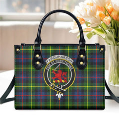 Farquharson Modern Tartan Crest Leather Handbag