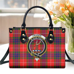 Fraser (of Lovat) Modern Tartan Crest Leather Handbag