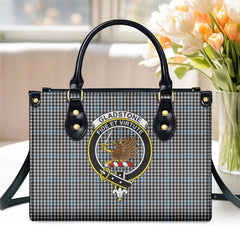 Gladstone Tartan Crest Leather Handbag