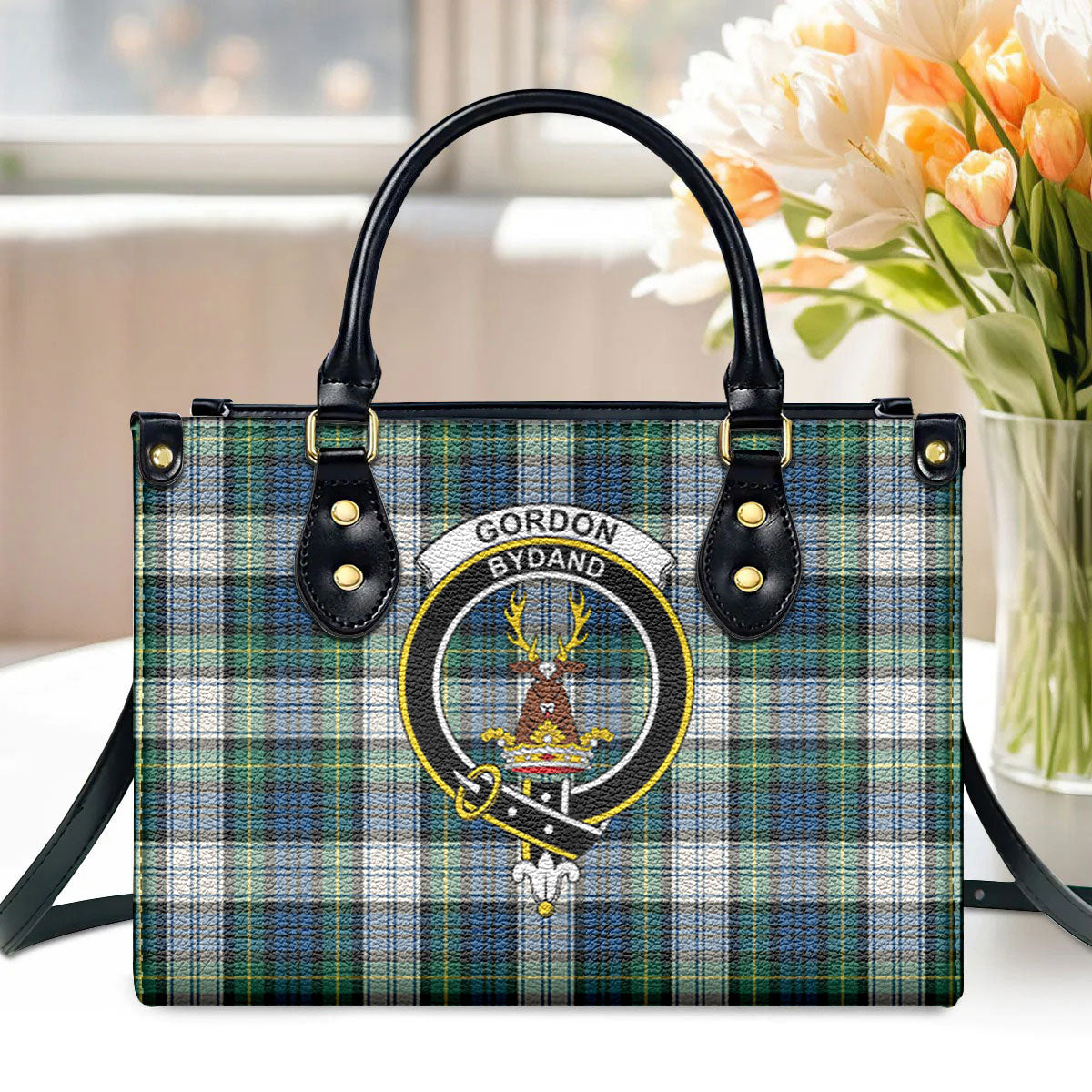 Gordon Dress Ancient Tartan Crest Leather Handbag