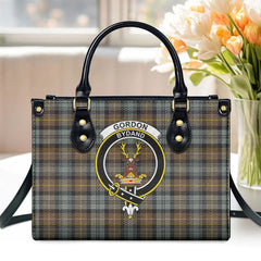 Gordon Weathered Tartan Crest Leather Handbag